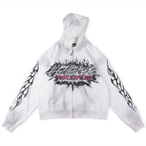 HELLSTAR Flame Glitter Zip Up Hoodie