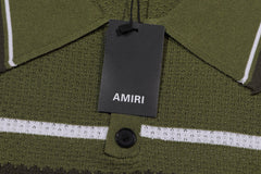 AMIRI Striped Pointelle-Knit Polo Shirt