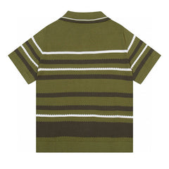 AMIRI Striped Pointelle-Knit Polo Shirt