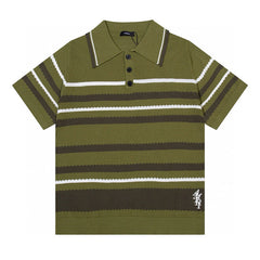 AMIRI Striped Pointelle-Knit Polo Shirt
