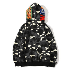 BAPE Glow Camo Shark Wide Full Zip Double Hoodies
