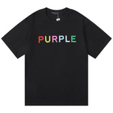 Purple Brand Logo Letter Print T-Shirt