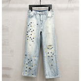 AMIRI Blue MA Quad Embroidered Flare Jeans