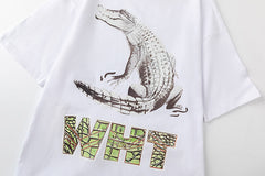 Off White Crocodile Pattern Printed T-Shirt