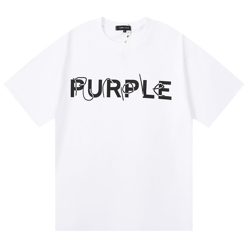 Purple Brand Logo Letter Print T-Shirt