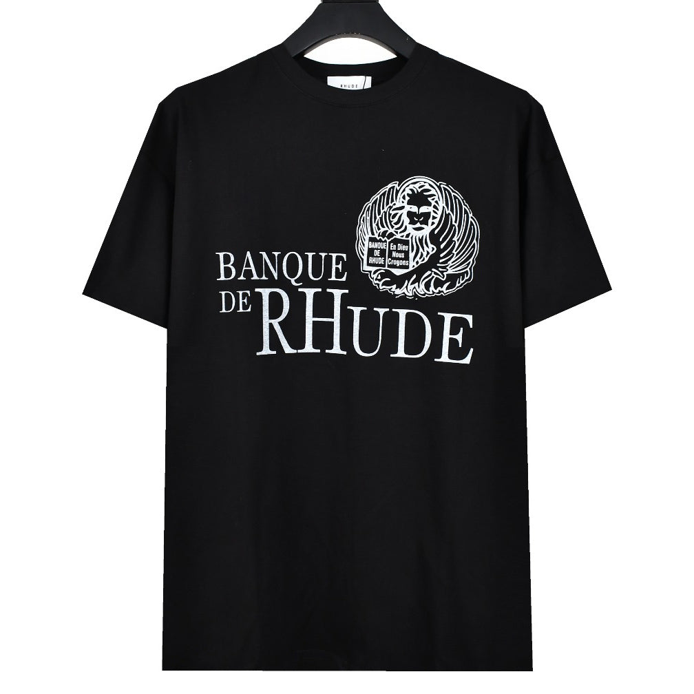 Rhude 23ss of Banque bank LOGO old print T-shirt