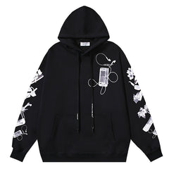 Off White Hoodie With Scan Arr Over Print