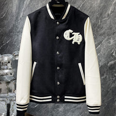 Chrome Hearts Classic Sanskrit Cross Embroidery Baseball Jacket