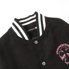 Chrome Hearts Classic Sanskrit Cross Embroidery Baseball Jacket