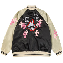 Chrome Hearts Classic Sanskrit Cross Embroidery Baseball Jacket