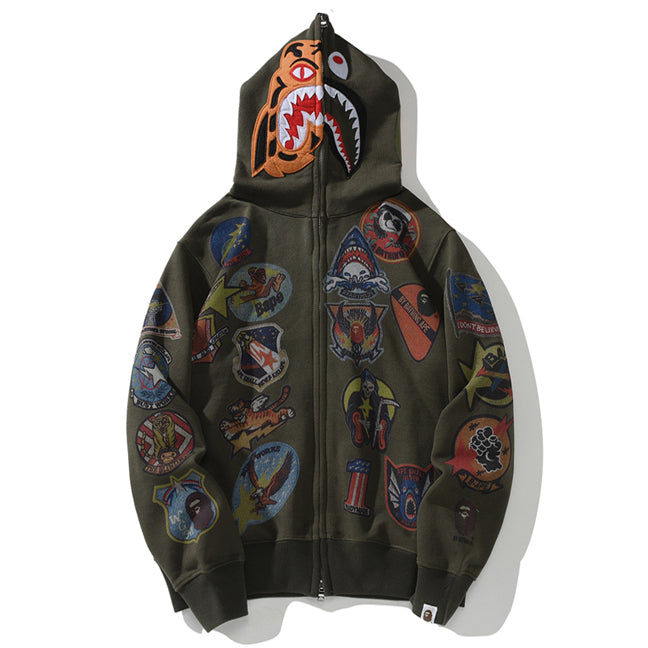 BAPE Shark Tiger Head Zipper Hoodie