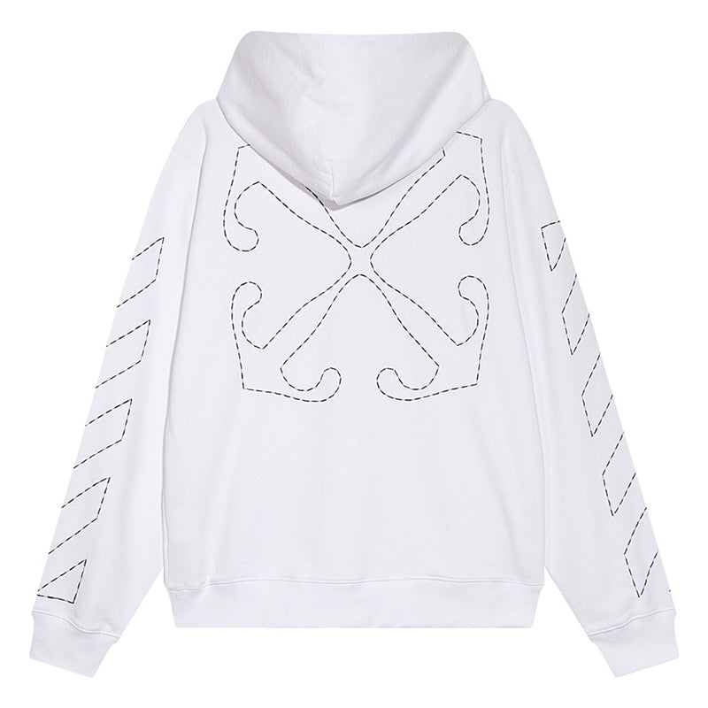 OFF WHITE Sickle sketch technique embroidery arrow Hoodies