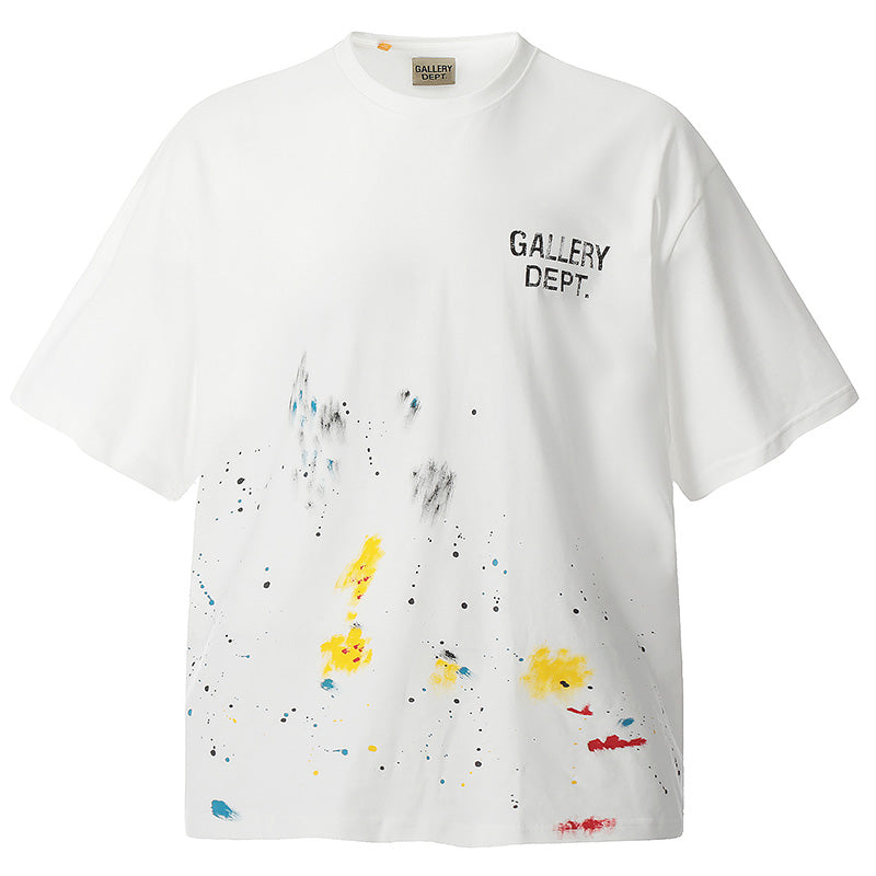 Gallery Dept. Paint-Splattered Logo-Print Cotton-Jersey T-Shirt