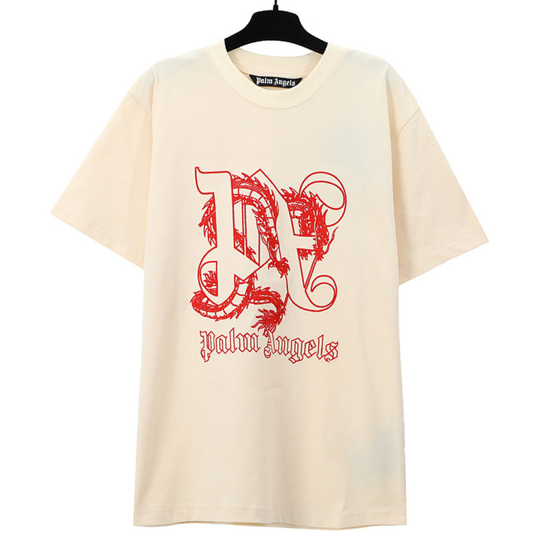 Palm Angels Dragon-Monogram Cotton T-Shirt