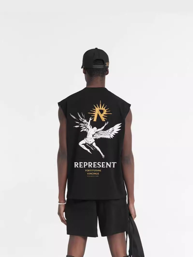 REPRESENT Classic Sun Wing God character slogan logo waistcoat T-Shirt