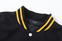 AMIRI Appliquéd Wool-Blend and Full-Grain Leather Varsity Jacket