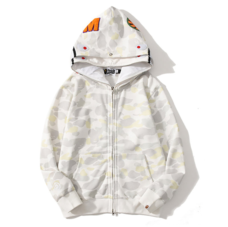 BAPE Glow Camo Shark Wide Full Zip Double Hoodies