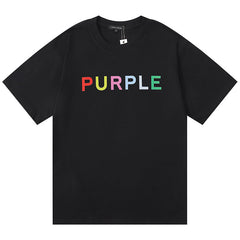 Purple Brand Logo Letter Print T-Shirt