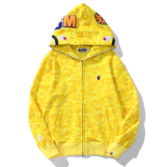 BAPE Shark Yellow Zipper Hoodie