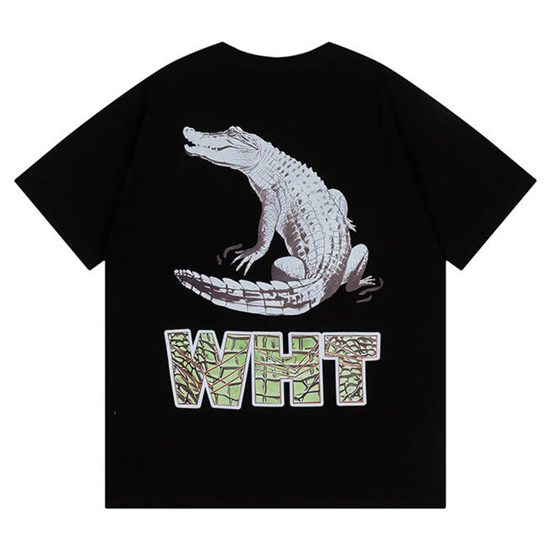 Off White Crocodile Pattern Printed T-Shirt