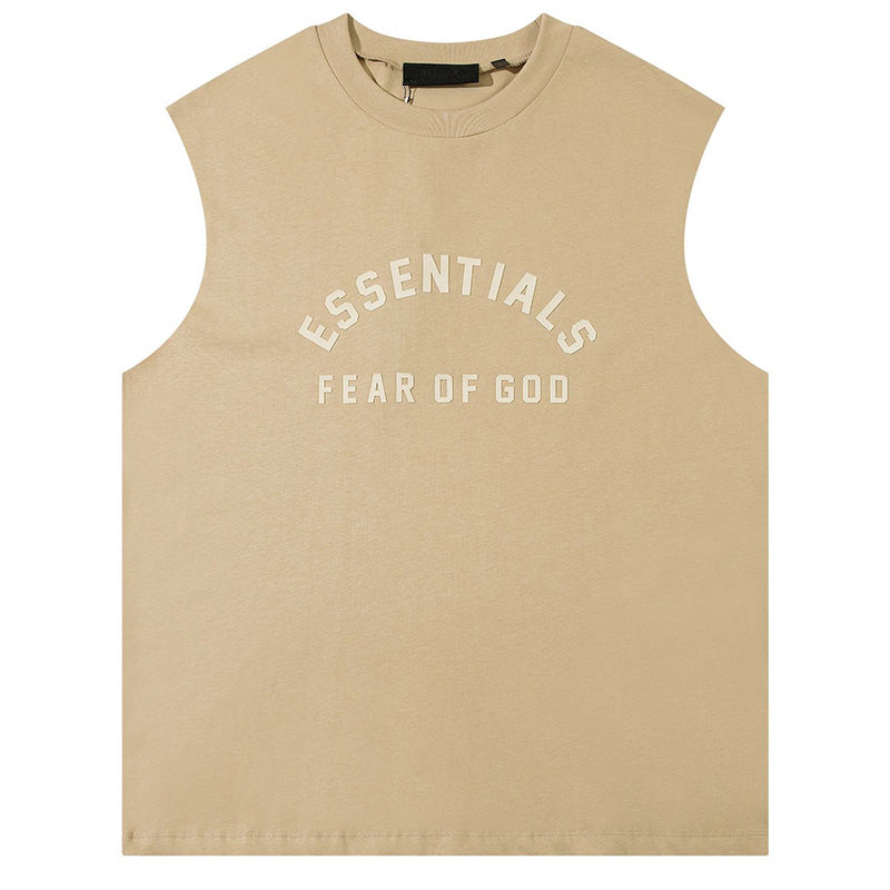 FEAR OF GOD Flocked letter crew neck Sleeveless T-Shirts