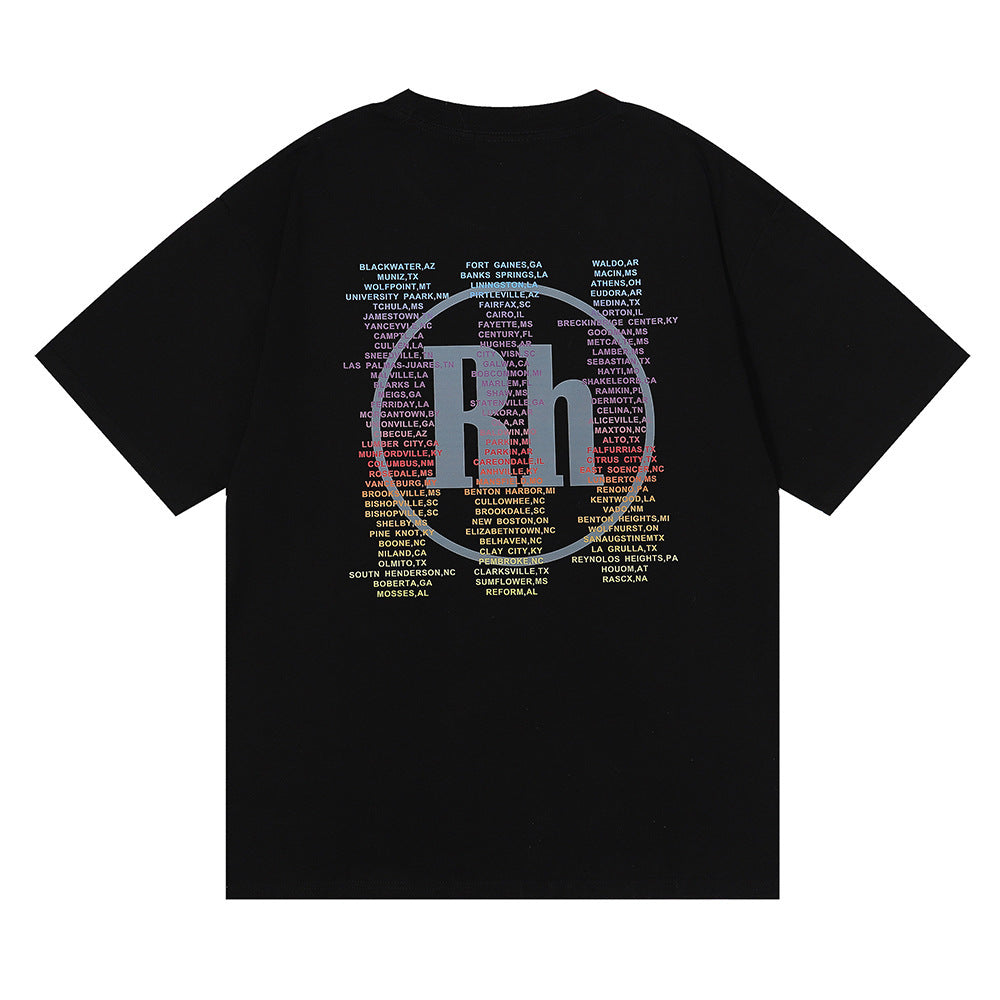 RHUDE micro-logo letter racing print T-shirt