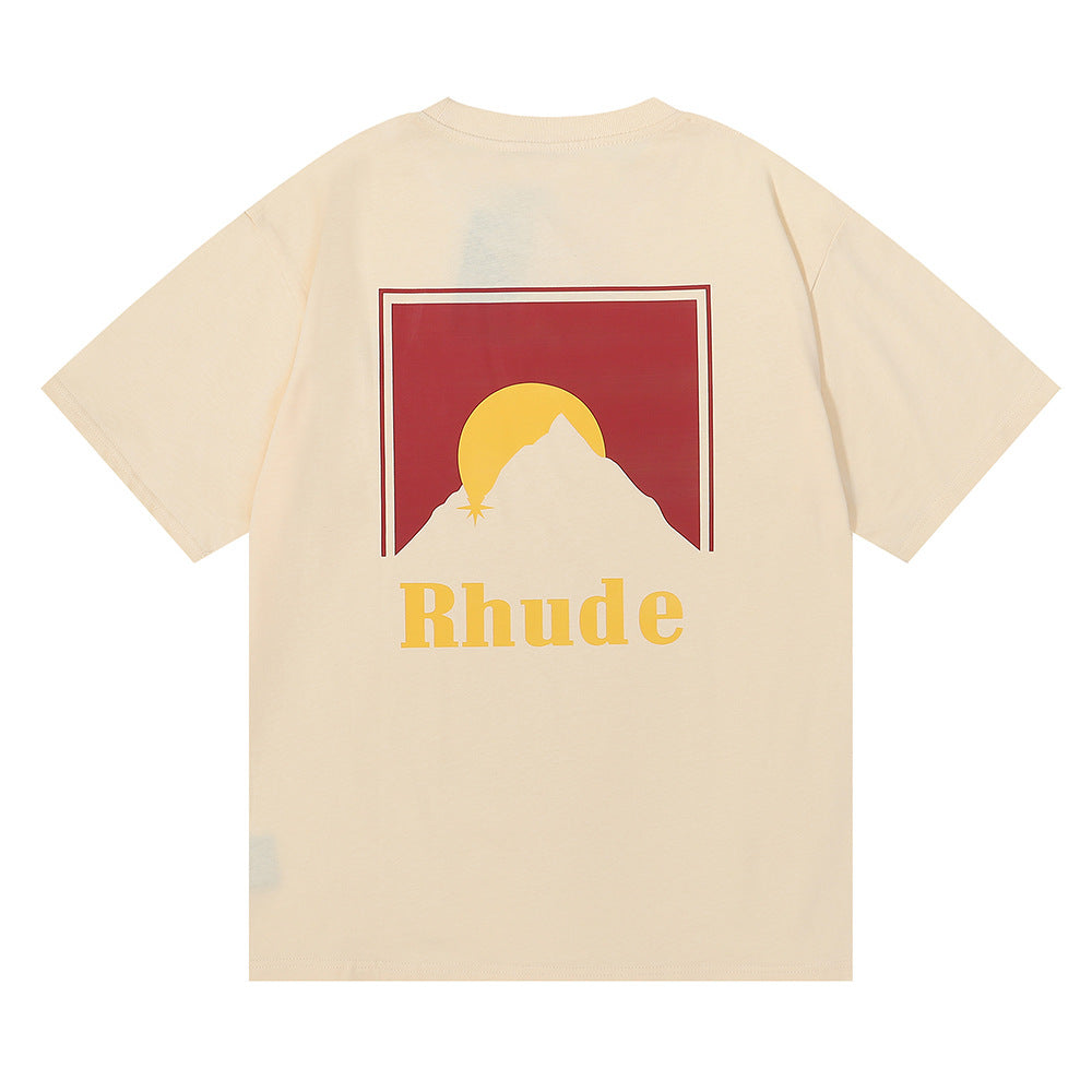 RHUDE Lettering Sunset Graphic T-Shirt Wine red