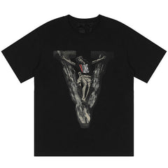 VLONE X Saint religious figures big V print T-Shirt