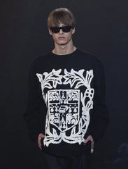 RHUDE Floral Logo Print Long Sleeve T-Shirt