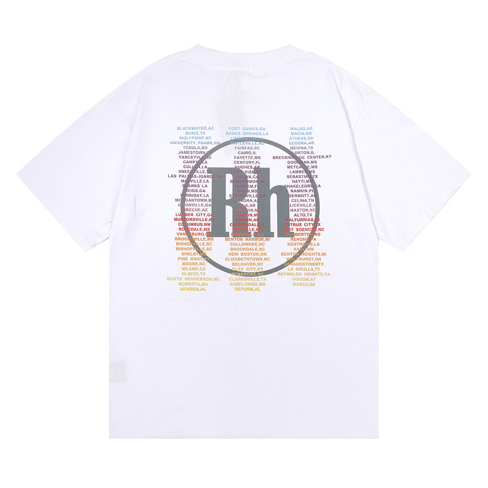 RHUDE micro-logo letter racing print T-shirt