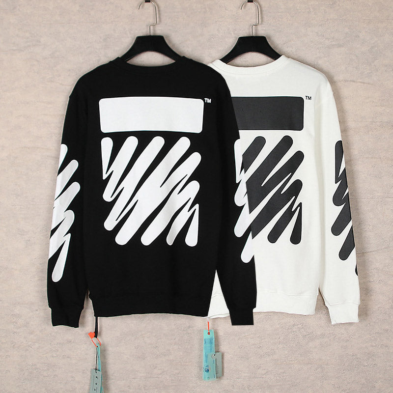 OFF WHITE Wavy Arrows Pattern Crewneck Sweatshirts