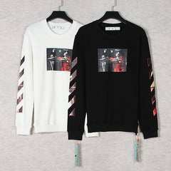 OFF WHITE Caravaggio Oil Painting Print Round Neck Pullover Sweatshirts