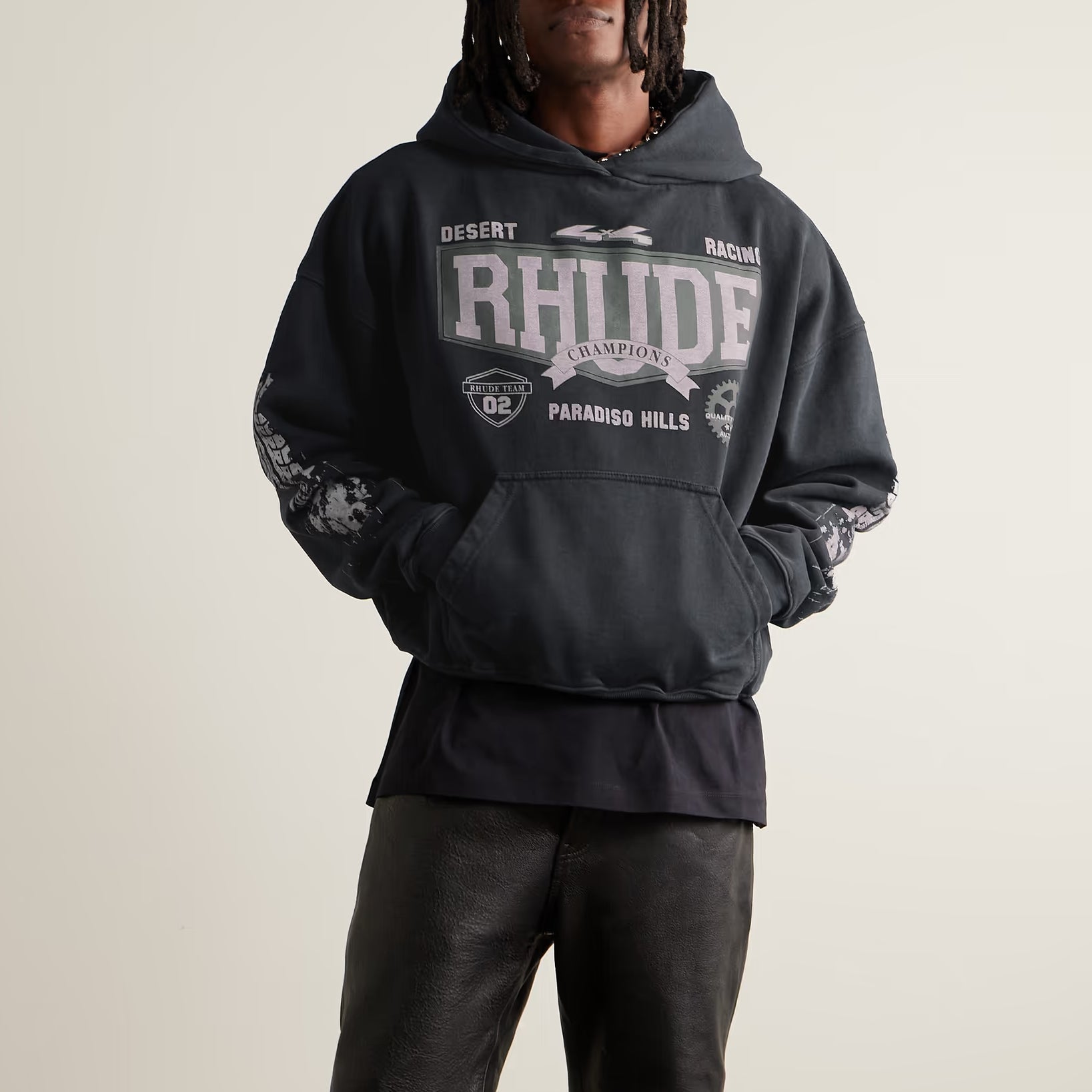 RHUDE Micro-label letters 4x4 print Hoodie