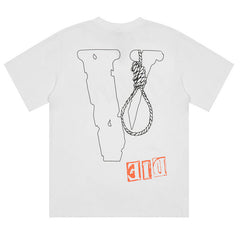 VLONE Rope Letter Big V Print Hip Hop T-Shirt