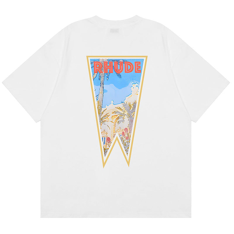 RHUDE Rhude Oil Painting Clock Coconut Tree Print T-Shirts