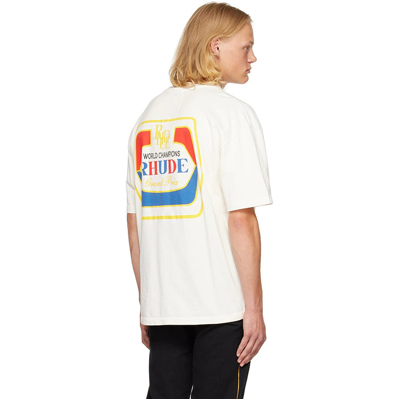 RHUDE micro-label wheat ear letter printing t-shirt