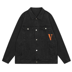 VLONE embroidered letter denim jacket