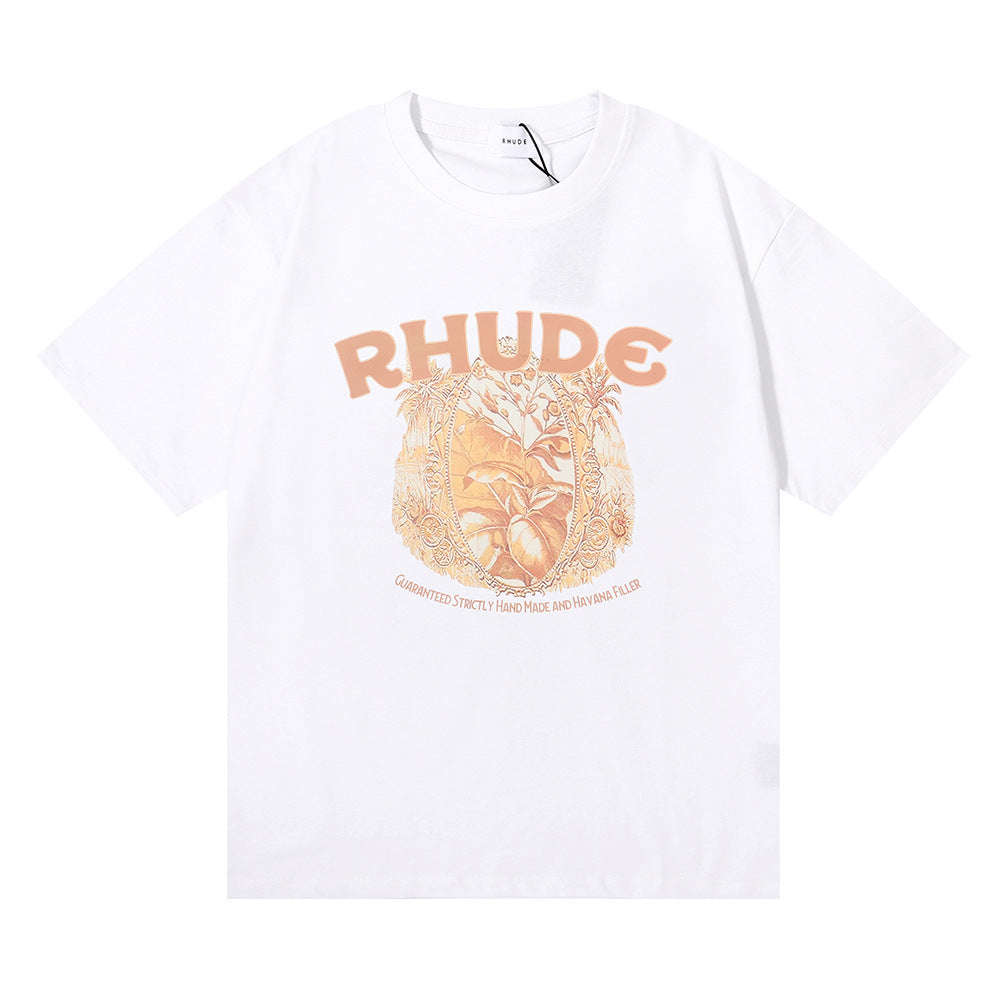 RHUDE letter wheat ear fruit print T-shirts