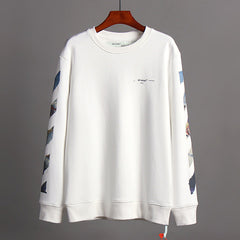 OFF WHITE Classic Monet Oil Painting Arrow Round Neck Pullover Sweatshirts