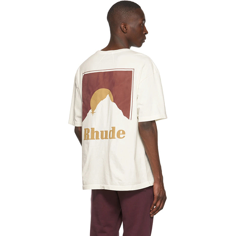 RHUDE Lettering Sunset Graphic T-Shirt Wine red