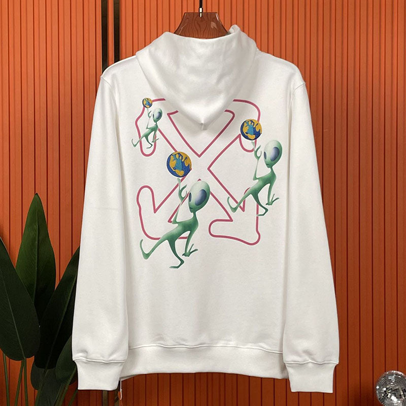 OFF-WHITE Alien embroidery earth pattern Hoodies