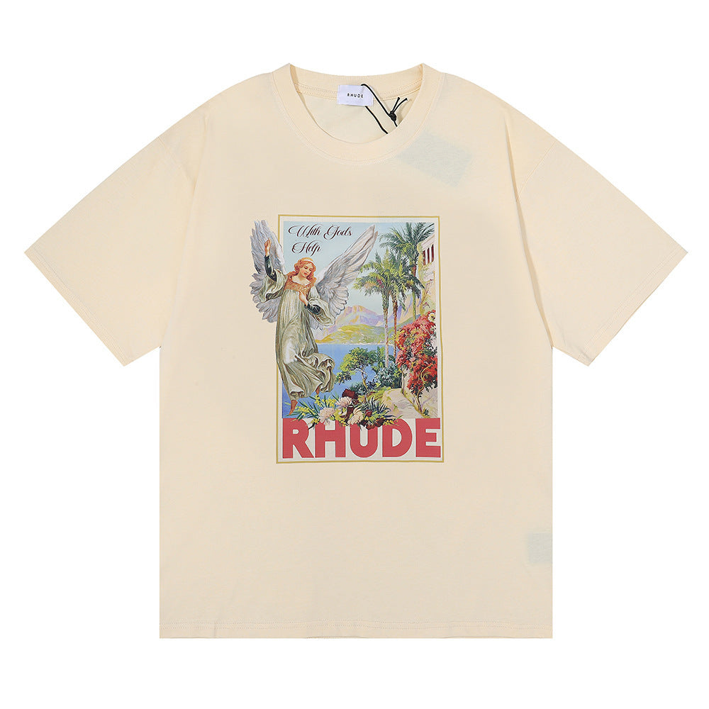 RHUDE Micro Logo Angel Letter Print T-Shirt