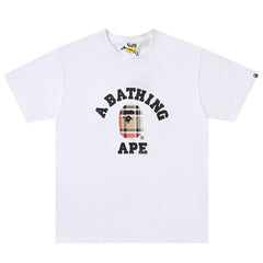 Bape Black And Brown Plaid Small Logo Short Sleeve T-Shirt