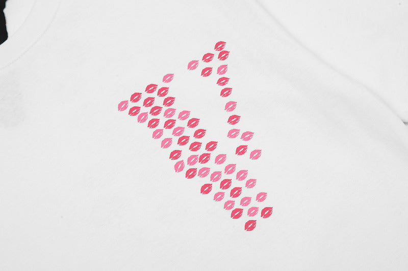 VLONE Sweet girly pink lip print T-shirts