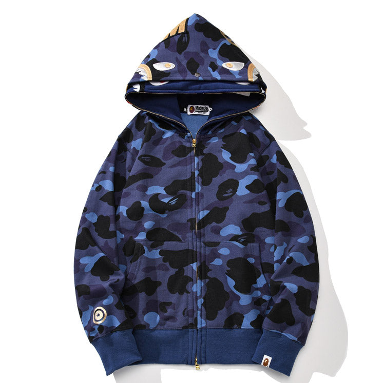 Bape camo double shark full zip hoodie