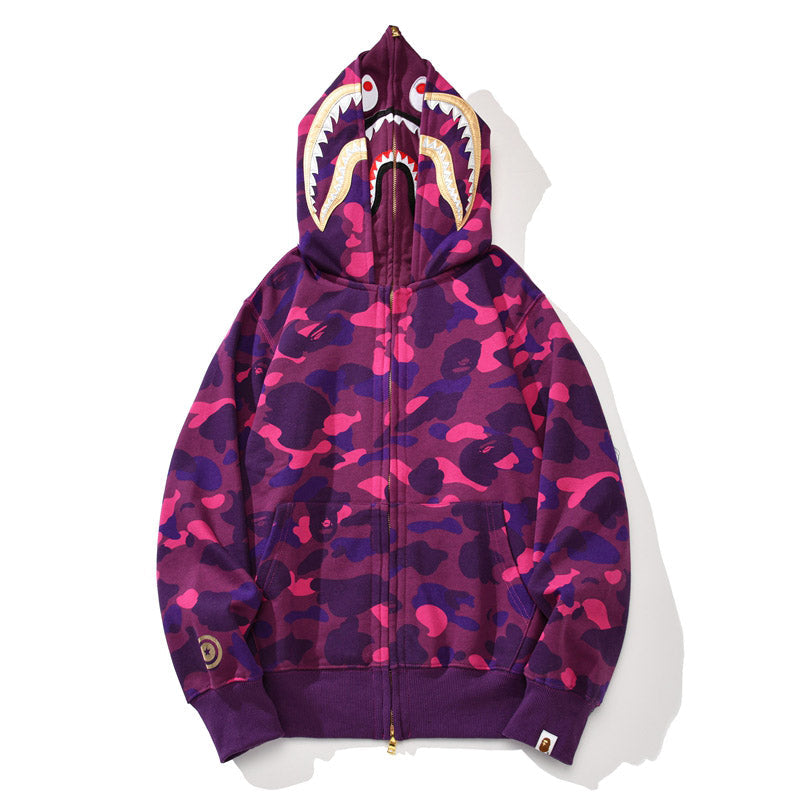 Bape camo double shark full zip hoodie