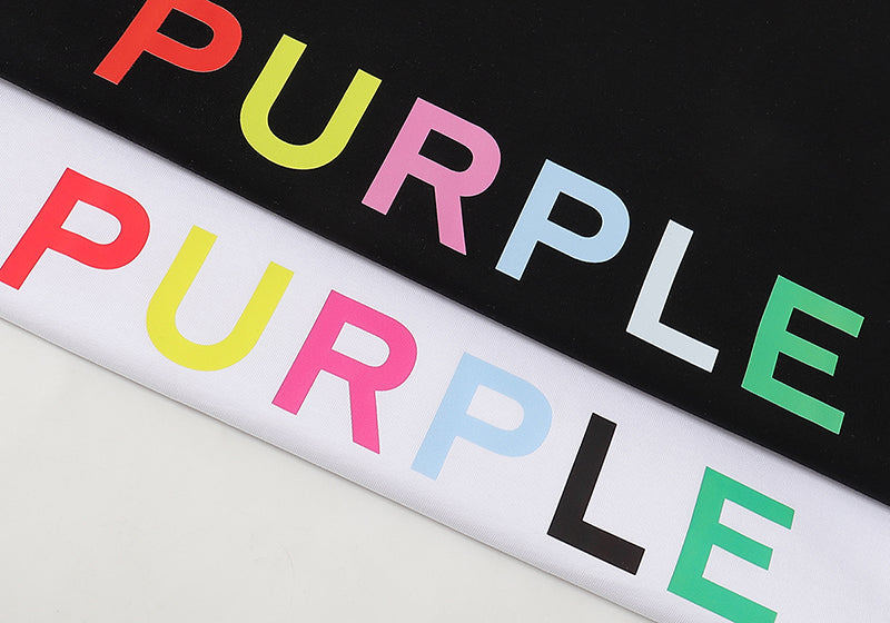 Purple Brand Logo Letter Print T-Shirt