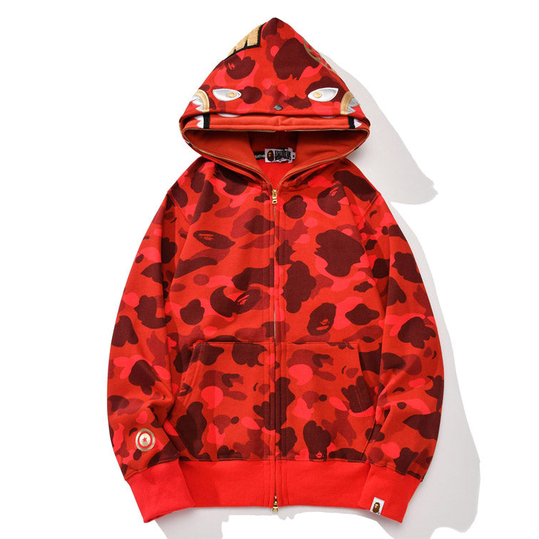 Bape camo double shark full zip hoodie